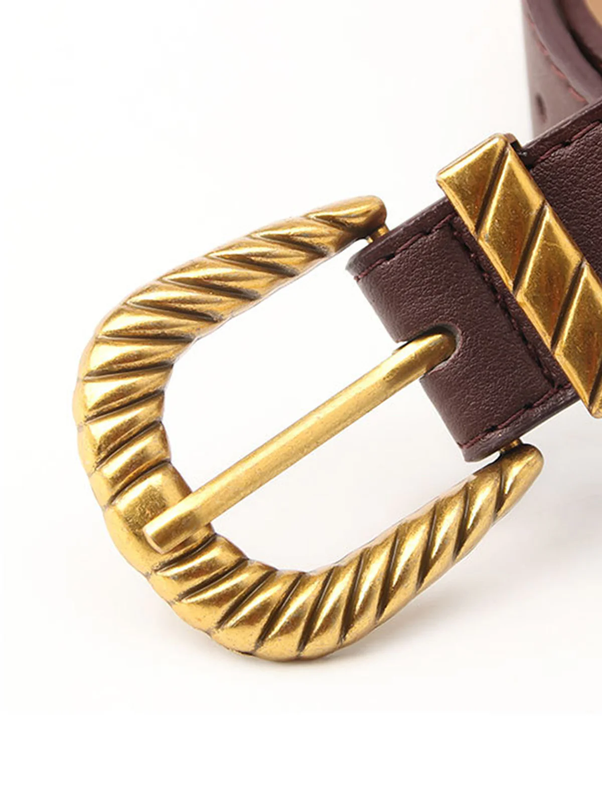 Textured Buckle PU Leather Belt - Image 3
