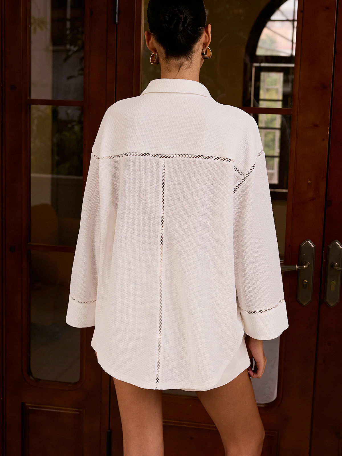 Textured Cut-Out Detail Shirt - Image 5