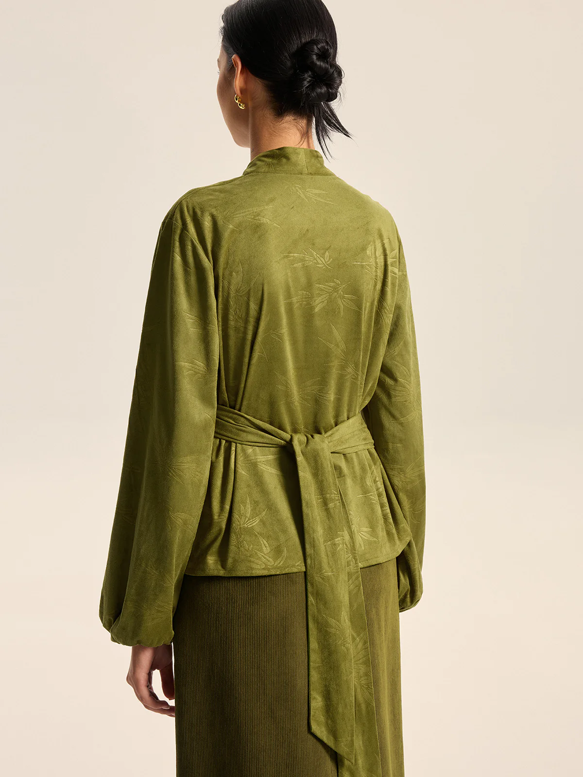 Textured Embossed Belted Wrap Top - Image 6