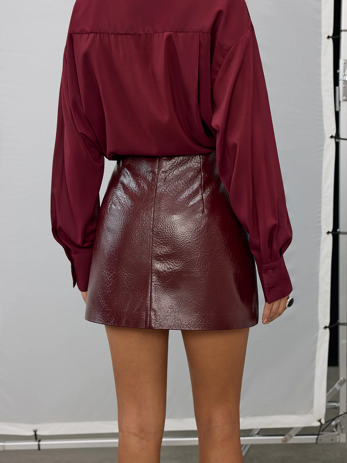 Textured Faux Leather Mini Skirt - Image 3