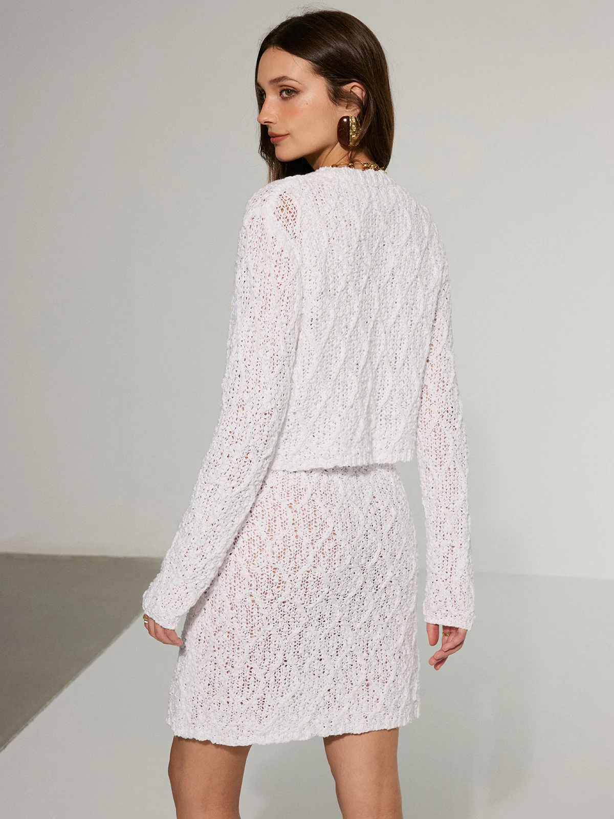 Textured Knit Cardigan and Dress Two-Piece Set - Image 6