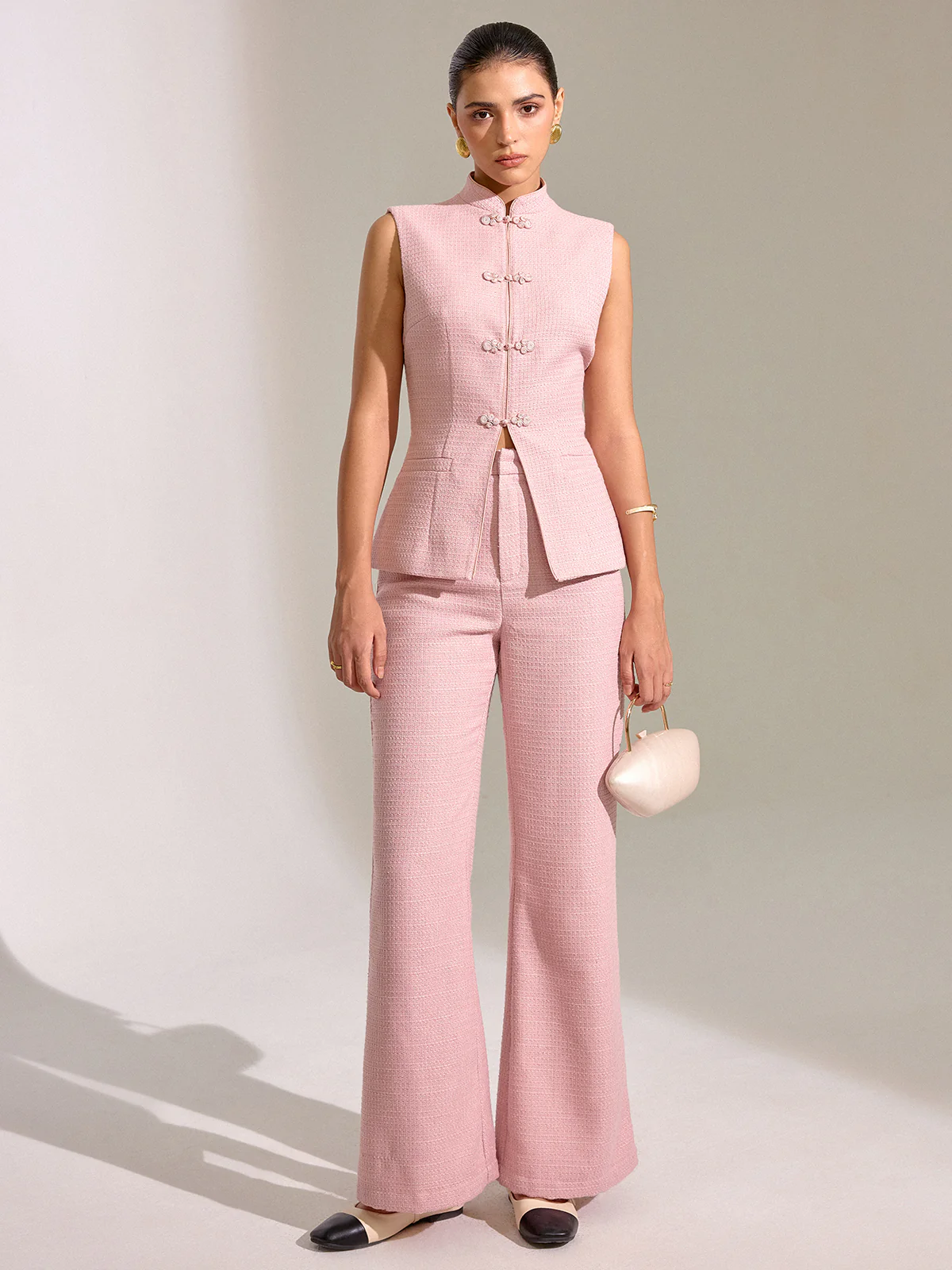 Textured Knot Button Vest - Image 2