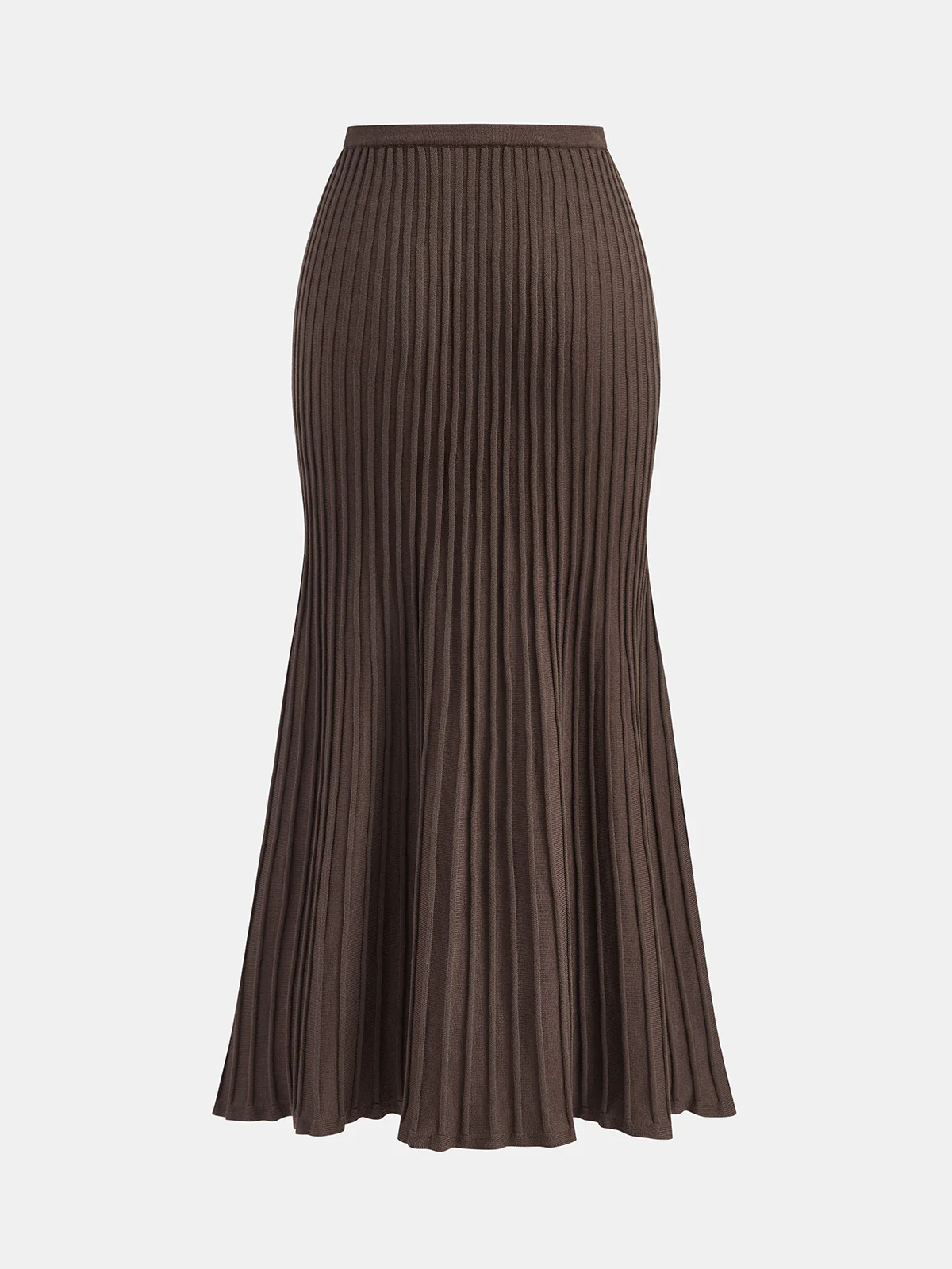 Textured Rib-Knit Mermaid Midi Skirt - Image 2
