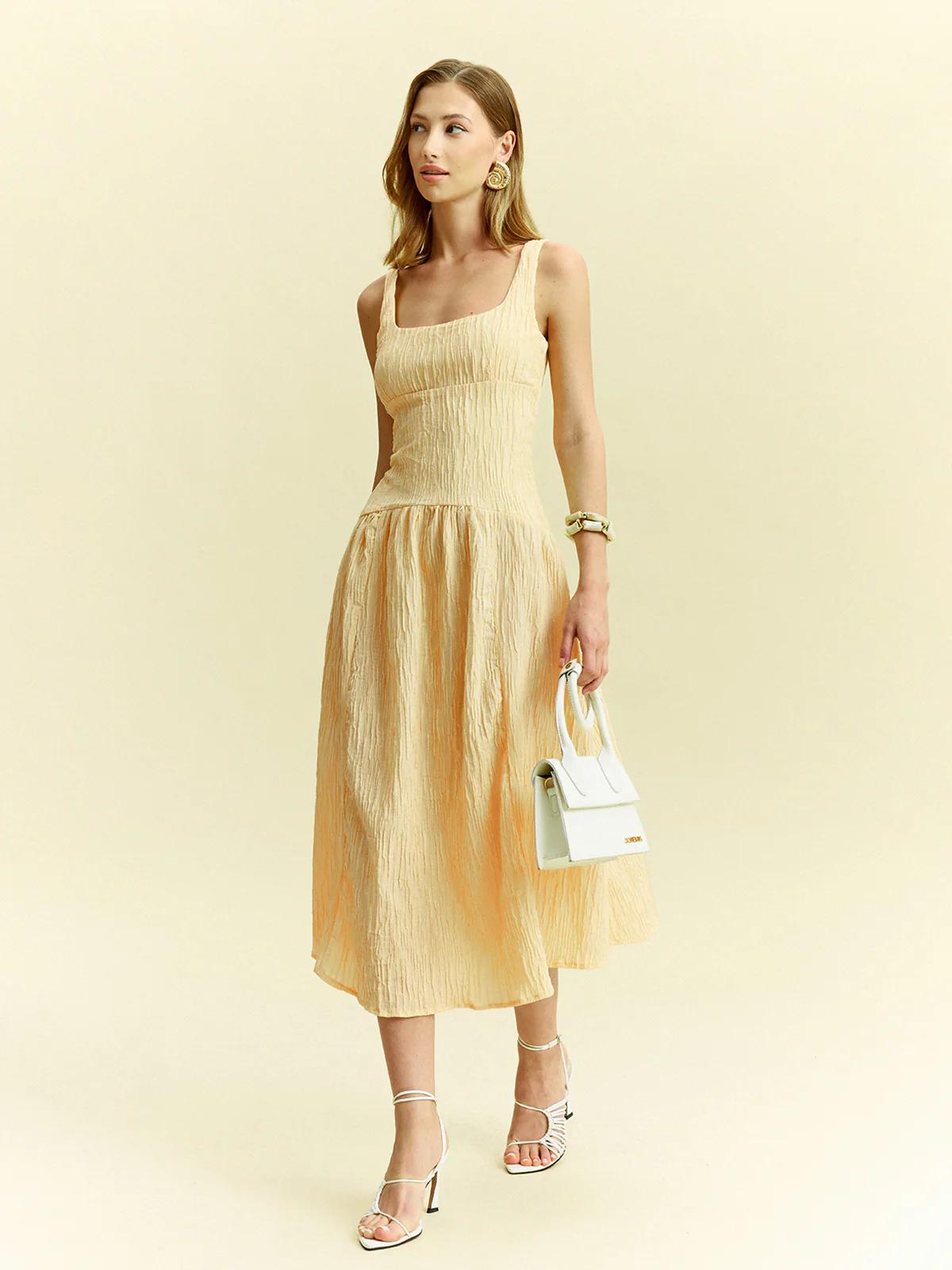 Textured Sleeveless Midi Dress