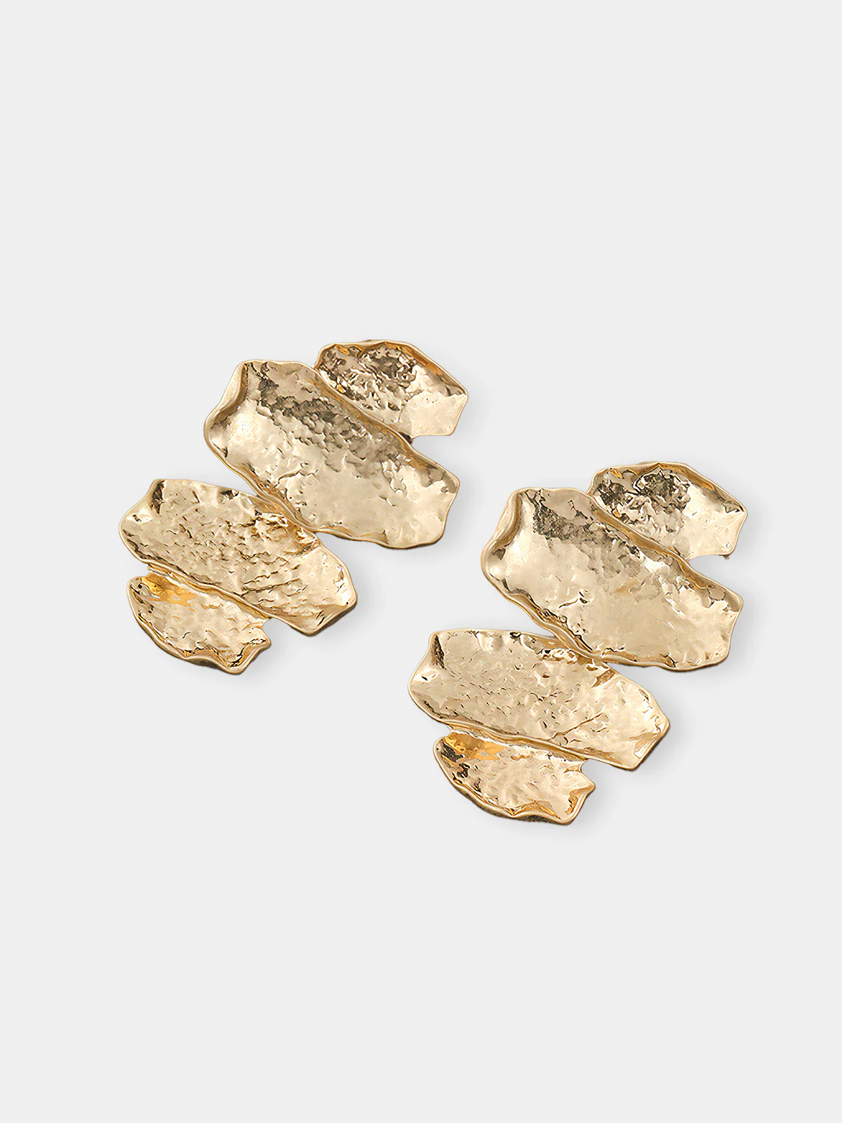 Textured Stacked Statement Earrings - Image 3