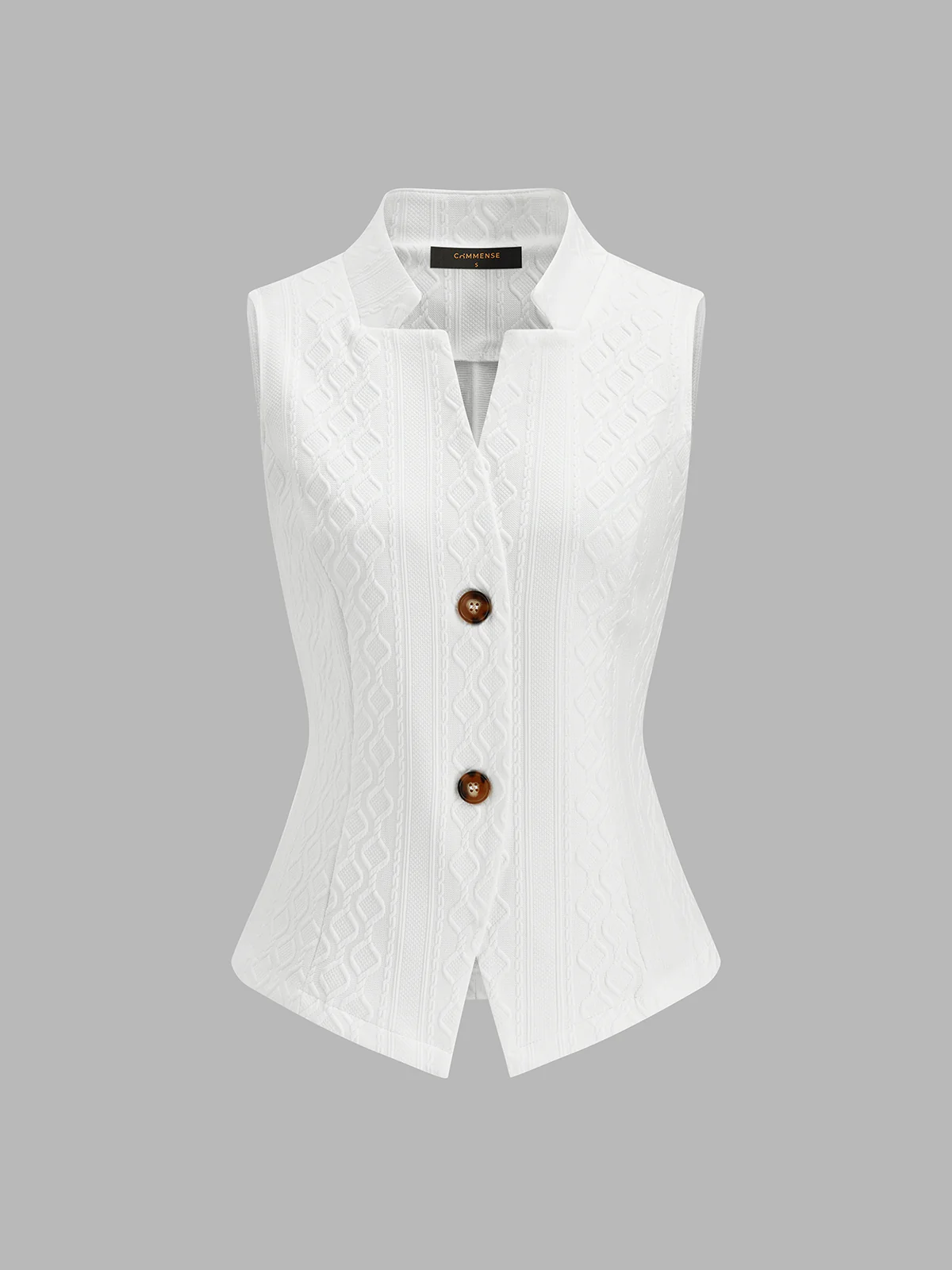 Textured Stand Collar Button Front Vest - Image 2