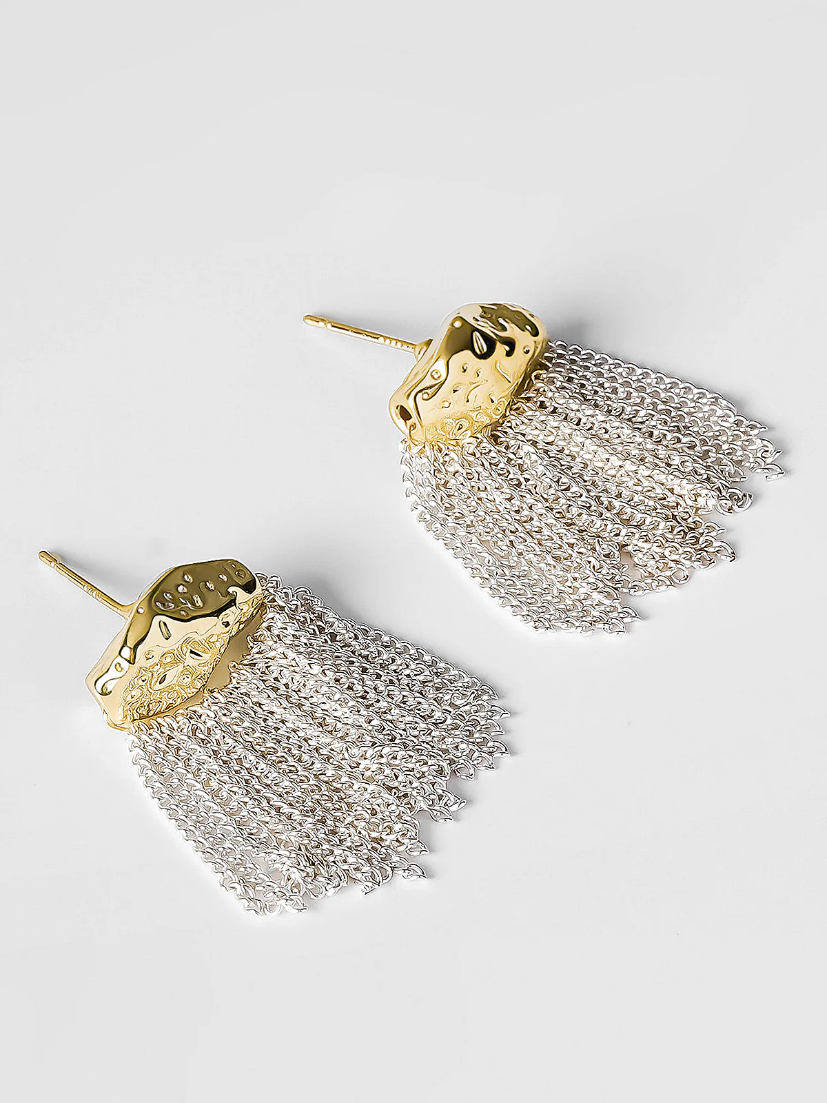 Textured Tassel Chain Earrings - Image 2
