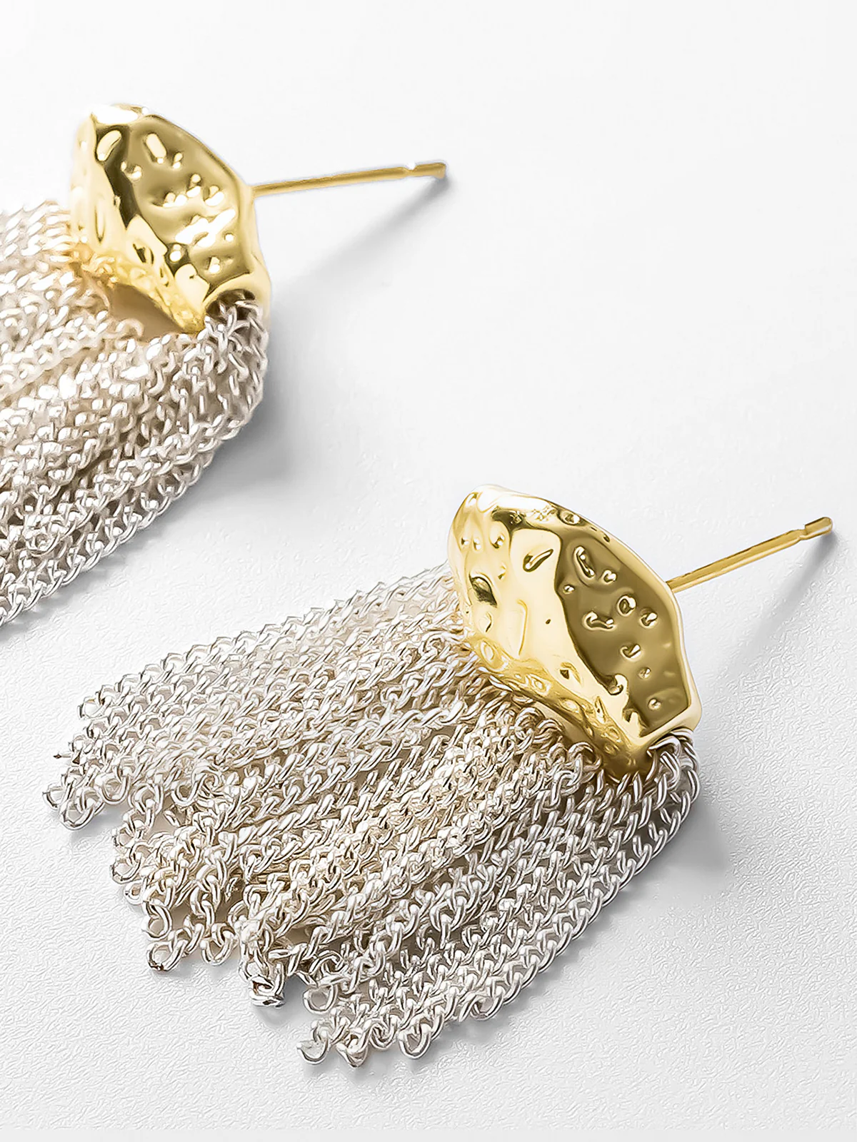 Textured Tassel Chain Earrings - Image 3
