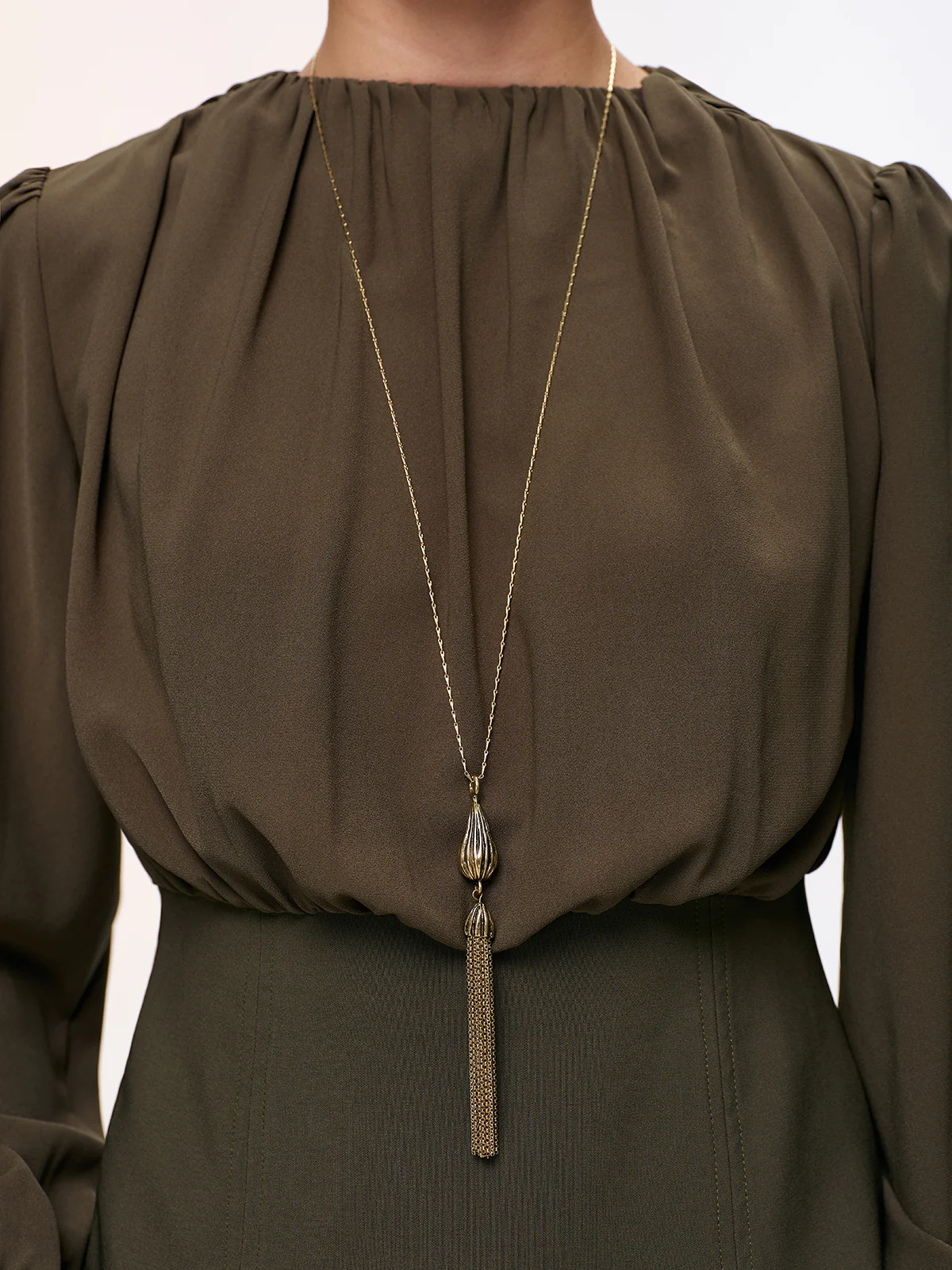 Textured Tassel Longline Necklace - Image 3