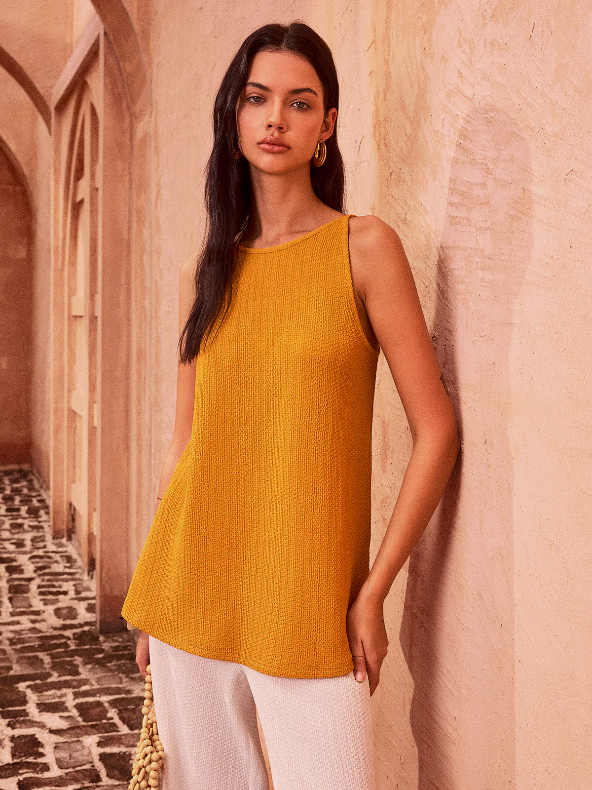 Textured Tie-Back Tank Top - Image 6