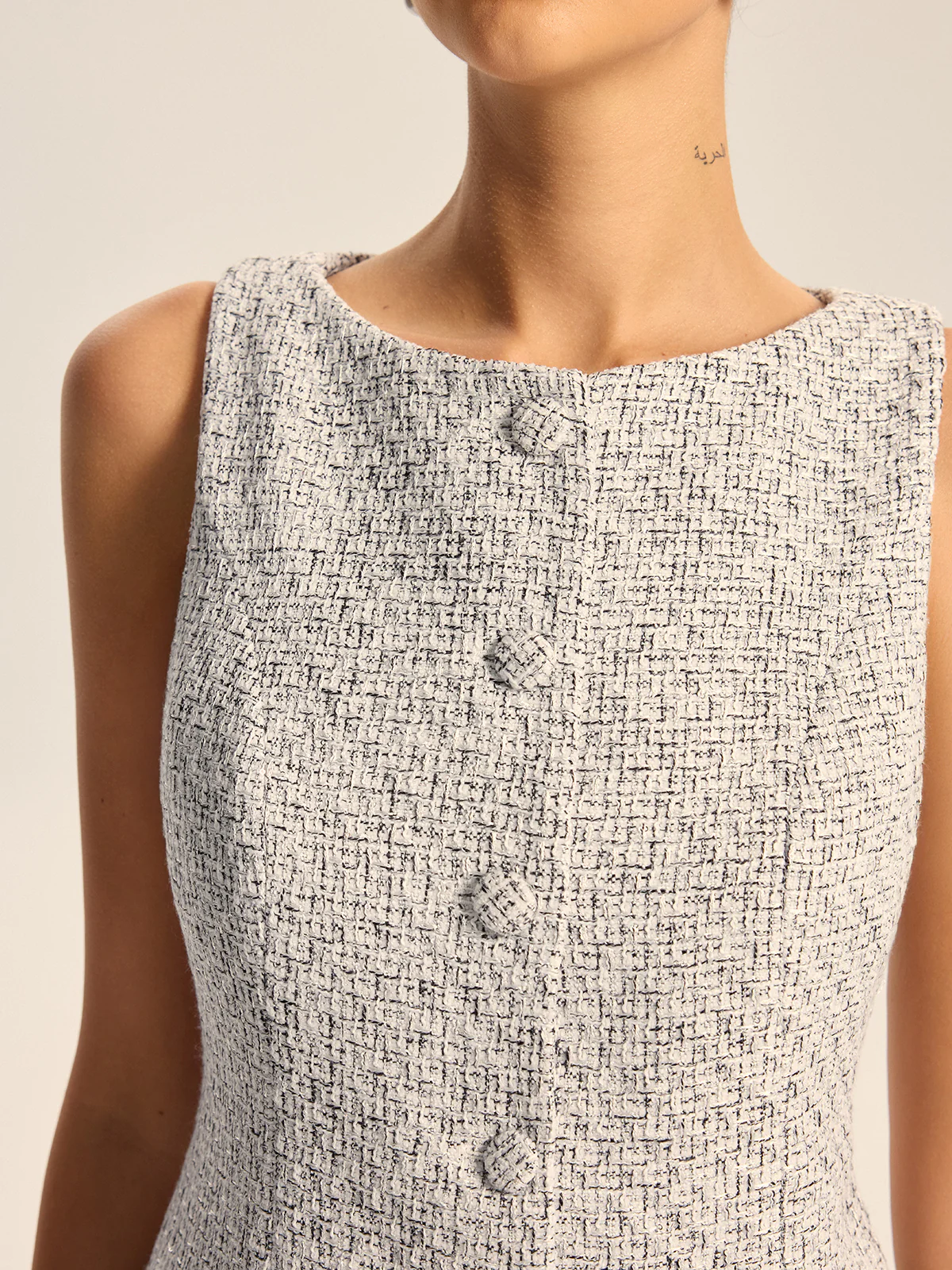 Textured Tweed Button Vest - Image 3