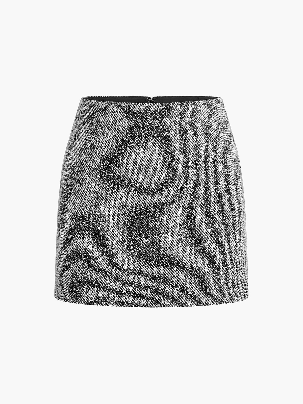 Textured Tweed Zipper Skirt - Image 7