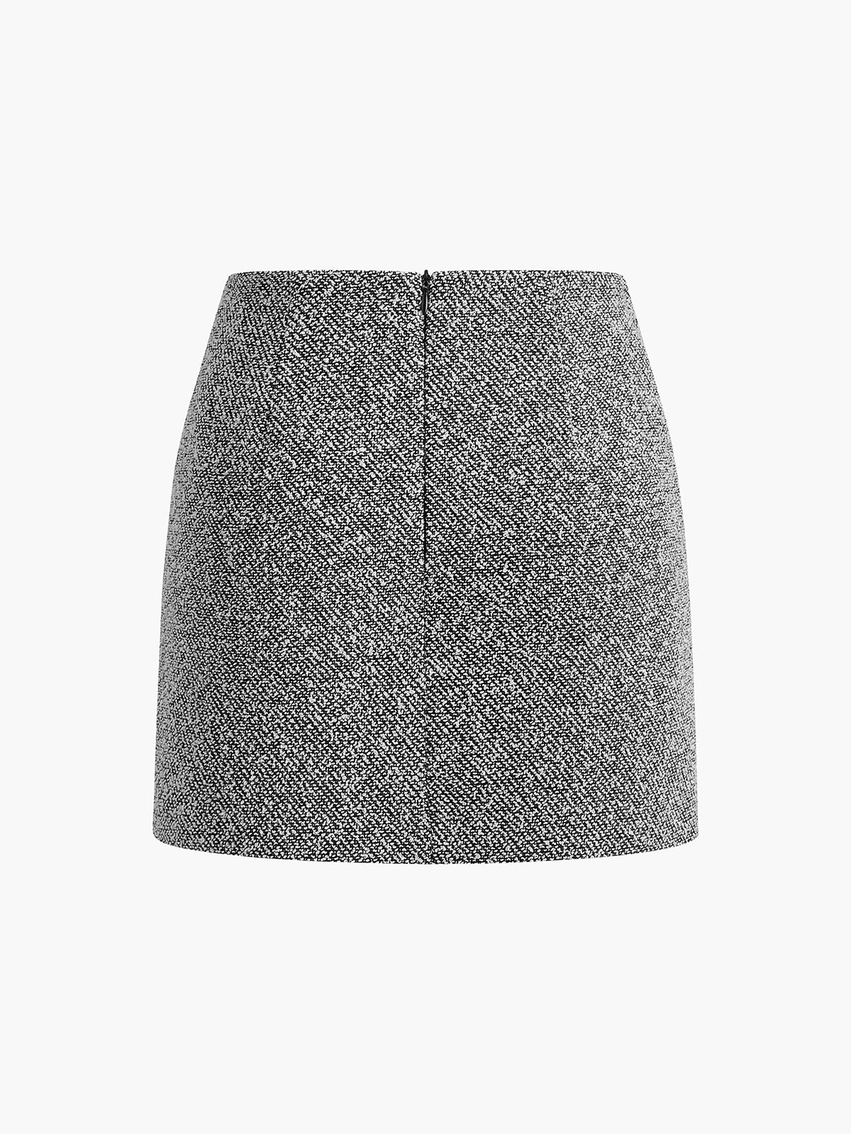 Textured Tweed Zipper Skirt - Image 8