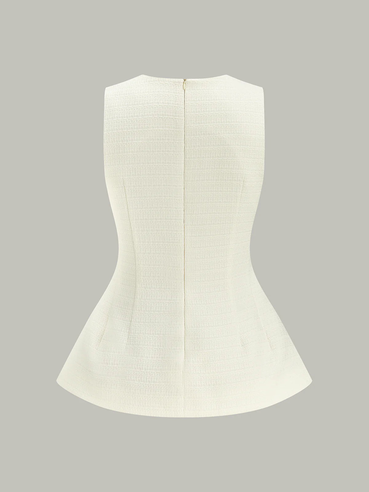 Textured V-Neck Peplum Top - Image 5