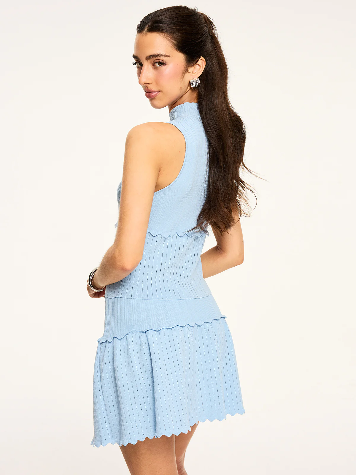 Textured Wavy-Hem Knitted Skirt Set - Image 5
