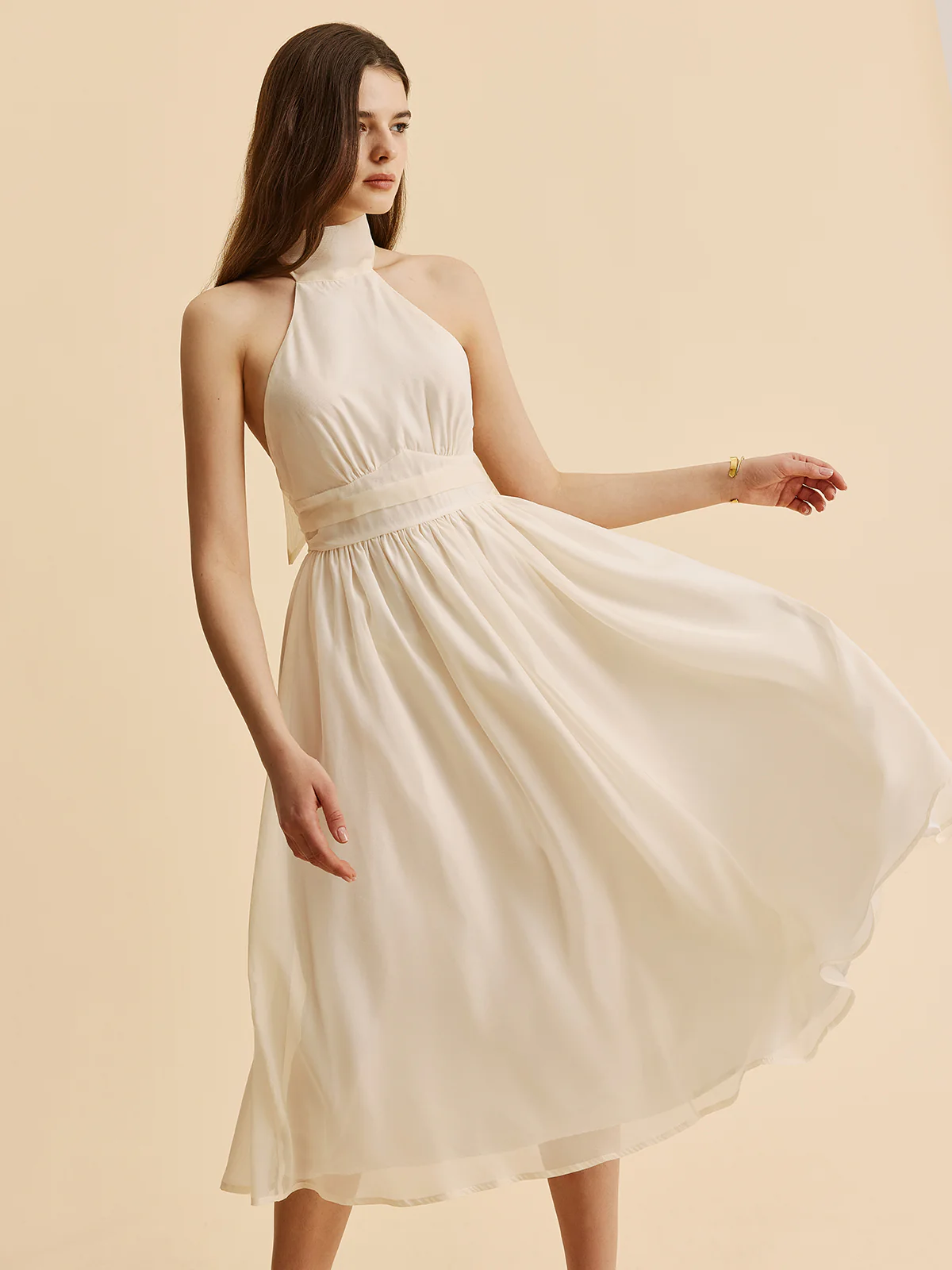Tie-Back Halter A-Line Dress