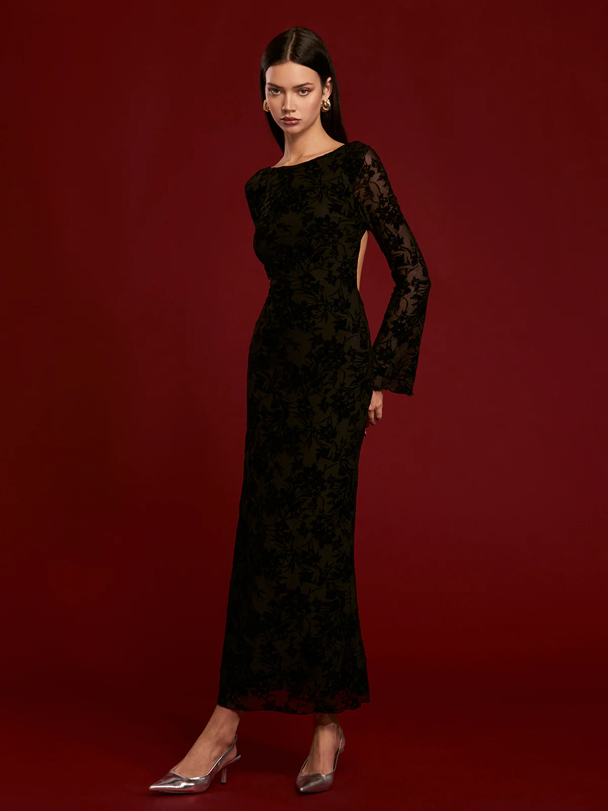 Tie Backless Velvet Dress - Image 5