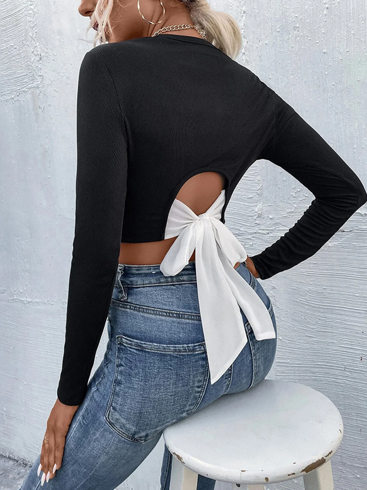 Tie Beck Skinny Crop T-Shirt - Image 3