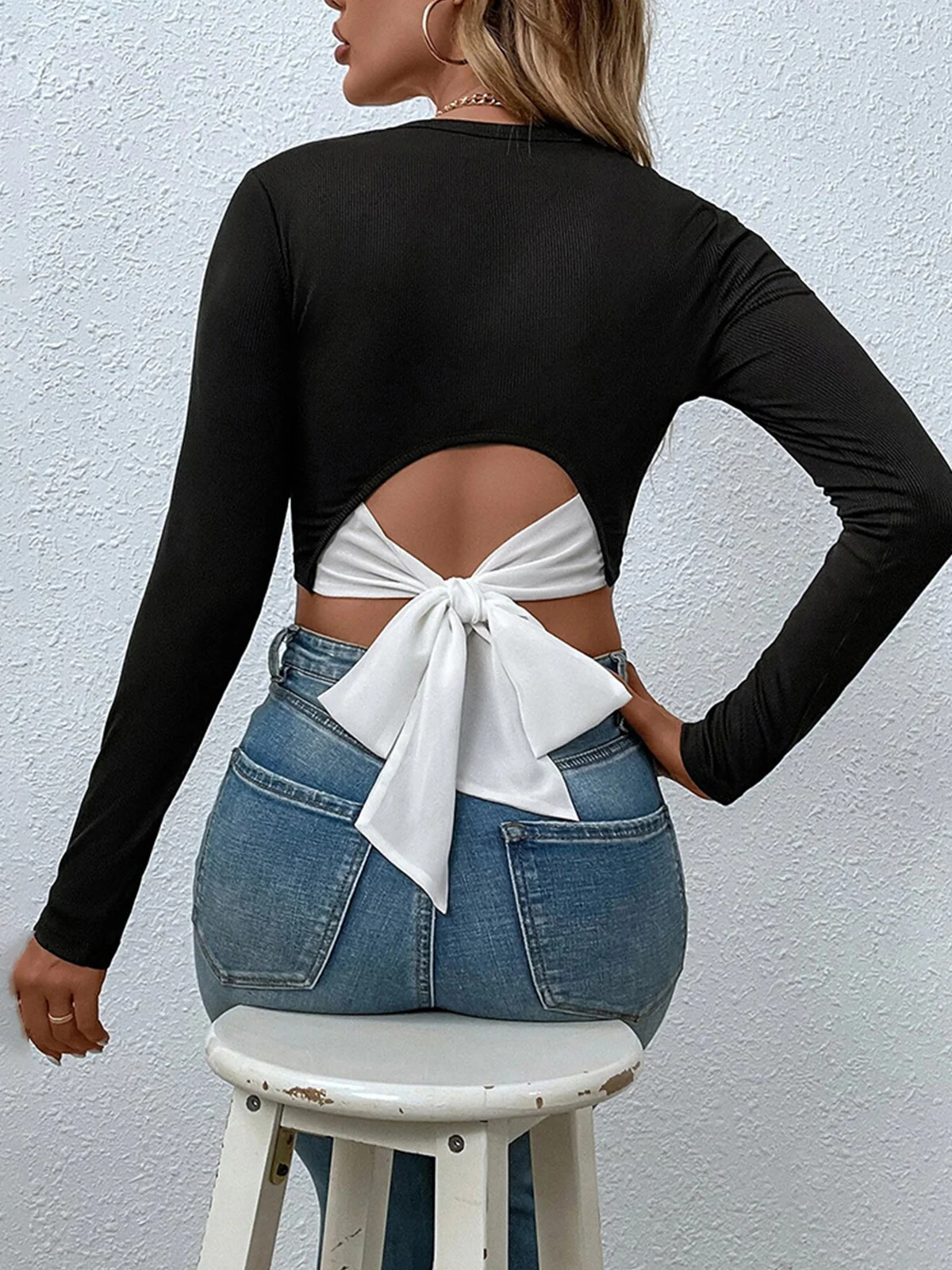 Tie Beck Skinny Crop T-Shirt - Image 5
