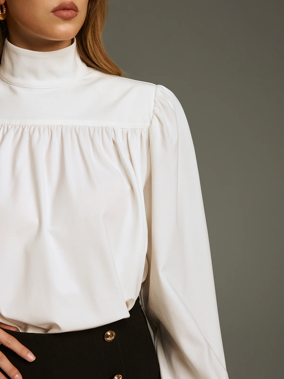 Tie-Cuff Turtleneck Blouse - Image 4