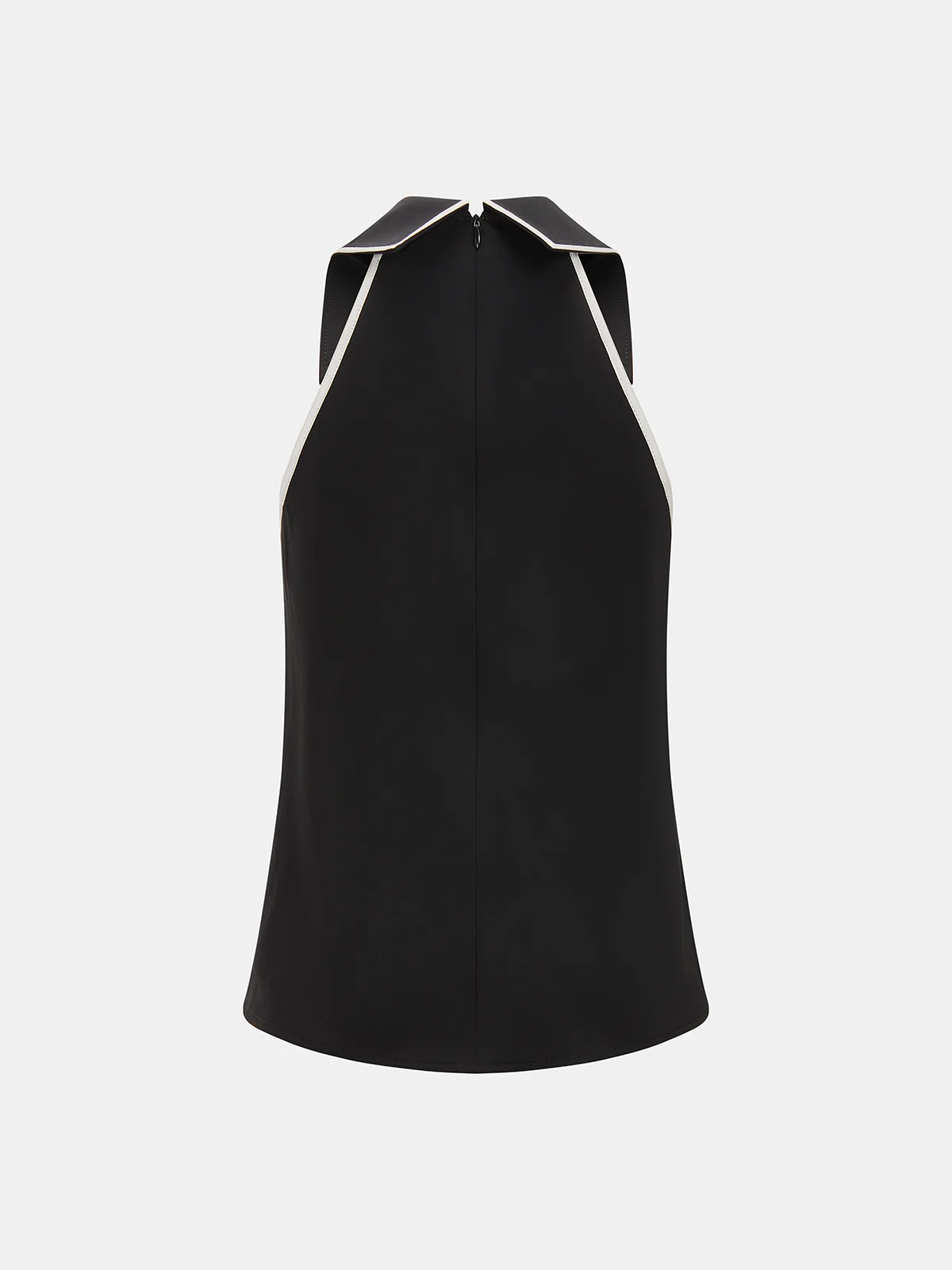 Tie Detail Contrast Piping Sleeveless Blouse - Image 3