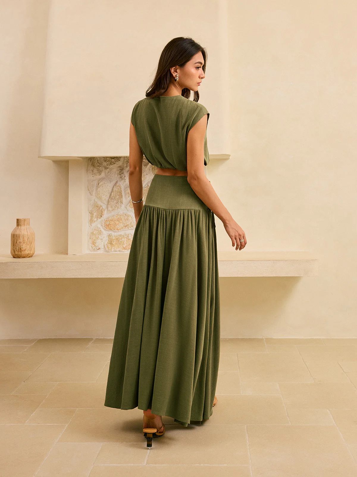 Tie-Detail Crop Top and Maxi Ruffled Skirt Set - Image 6