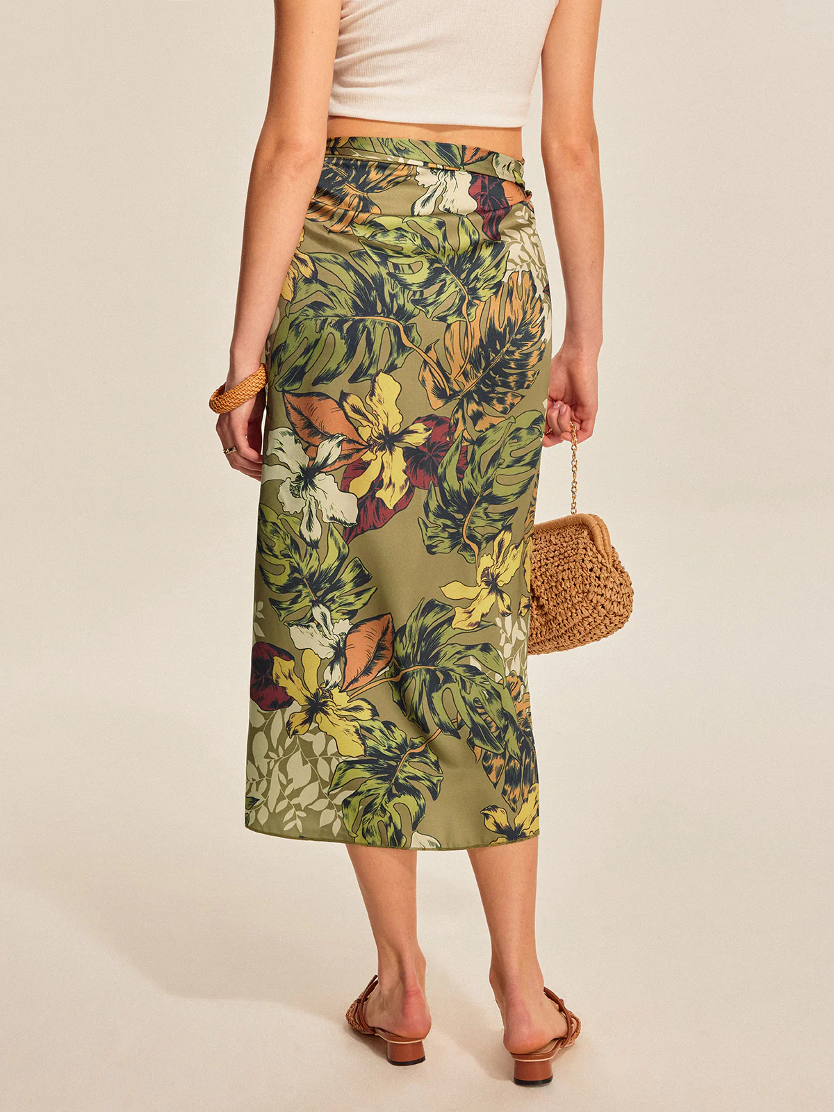 Tie Detail Floral Print Wrap Skirt - Image 2