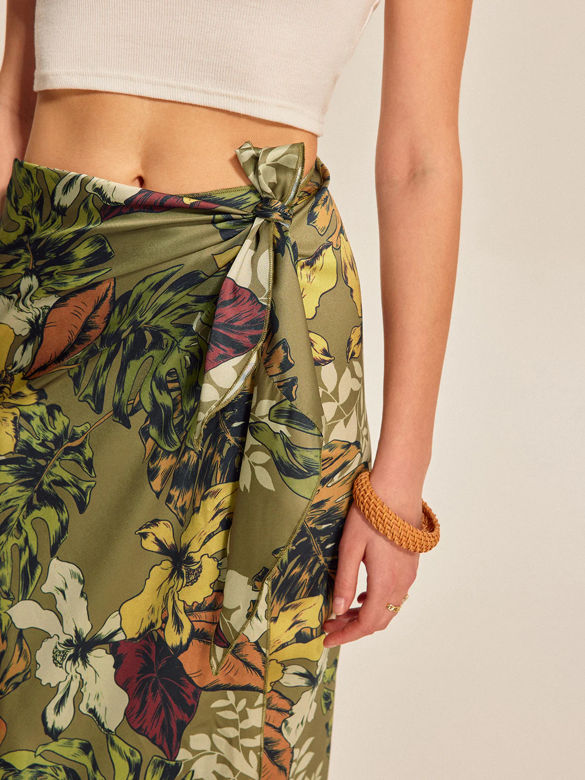 Tie Detail Floral Print Wrap Skirt - Image 3