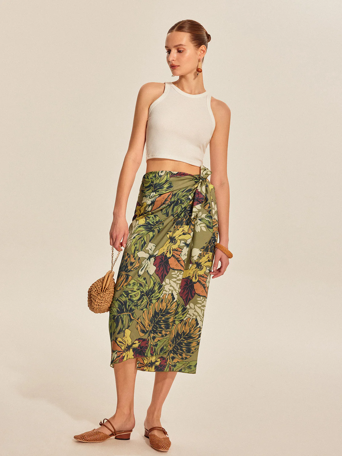Tie Detail Floral Print Wrap Skirt - Image 4