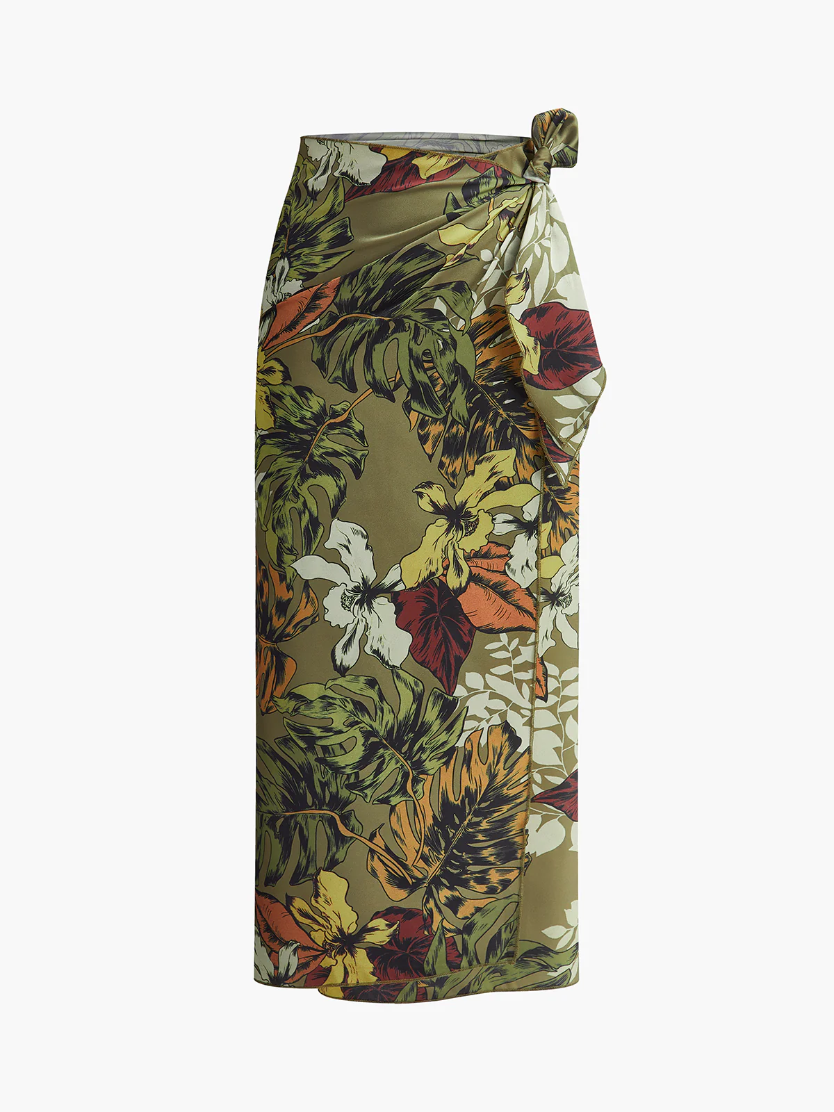 Tie Detail Floral Print Wrap Skirt - Image 9