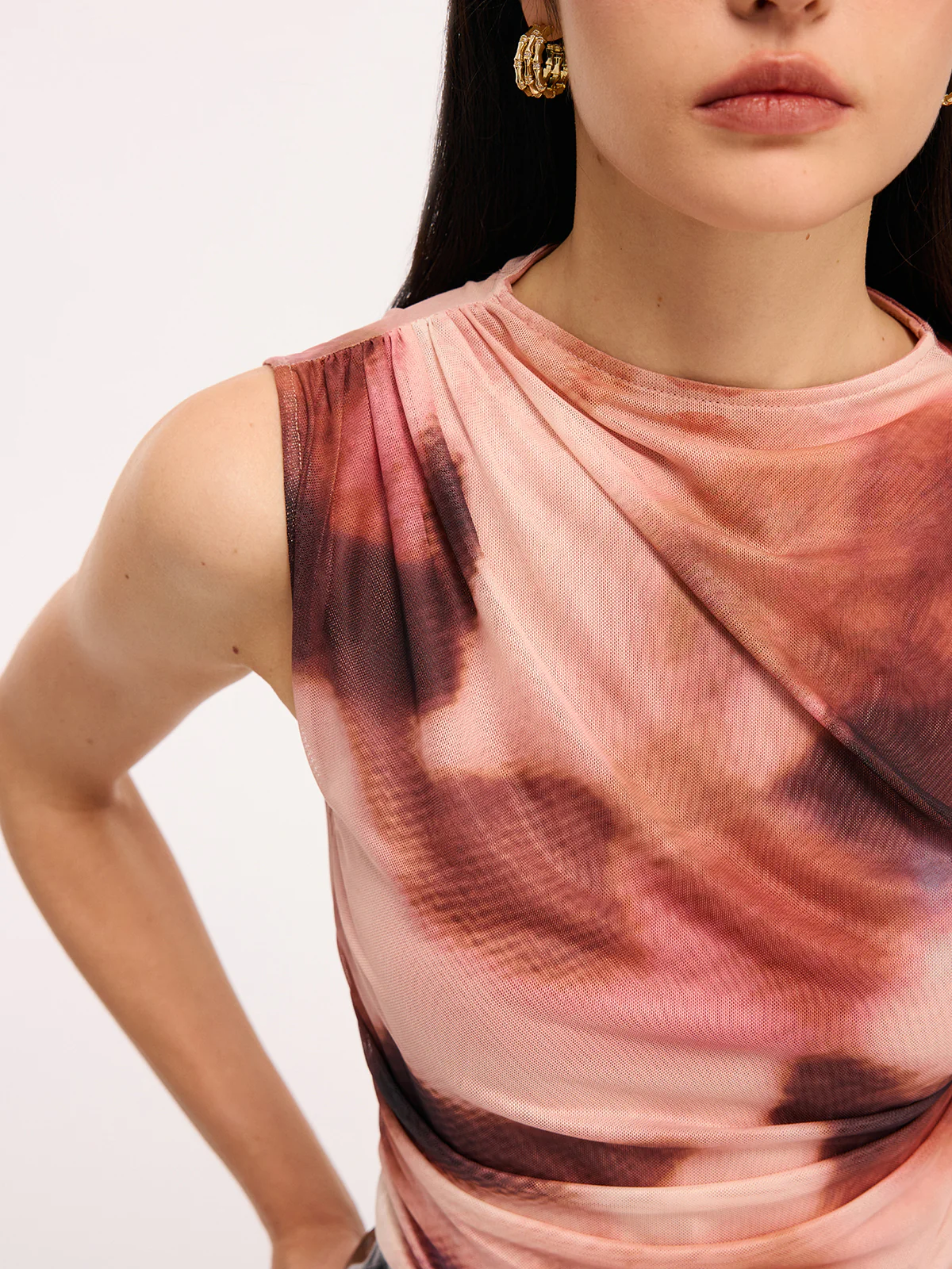 Tie-Dye Sleeveless Ruched Bodysuit - Image 4