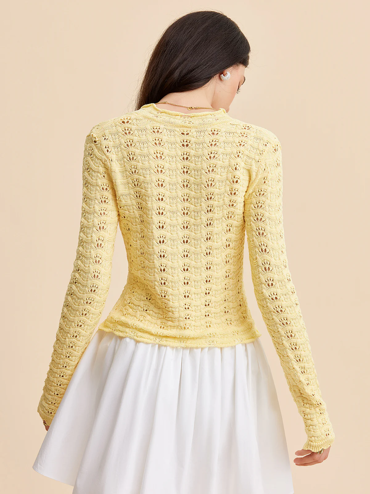 Tie-Front Crochet Knit Cardigan - Image 4