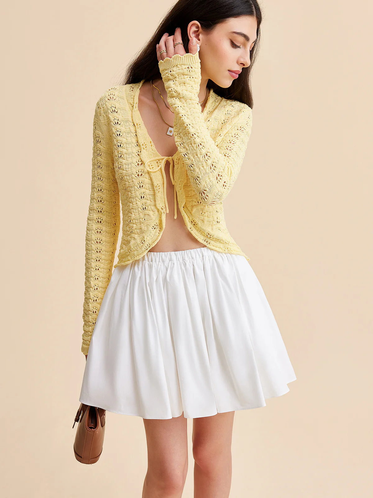 Tie-Front Crochet Knit Cardigan - Image 5