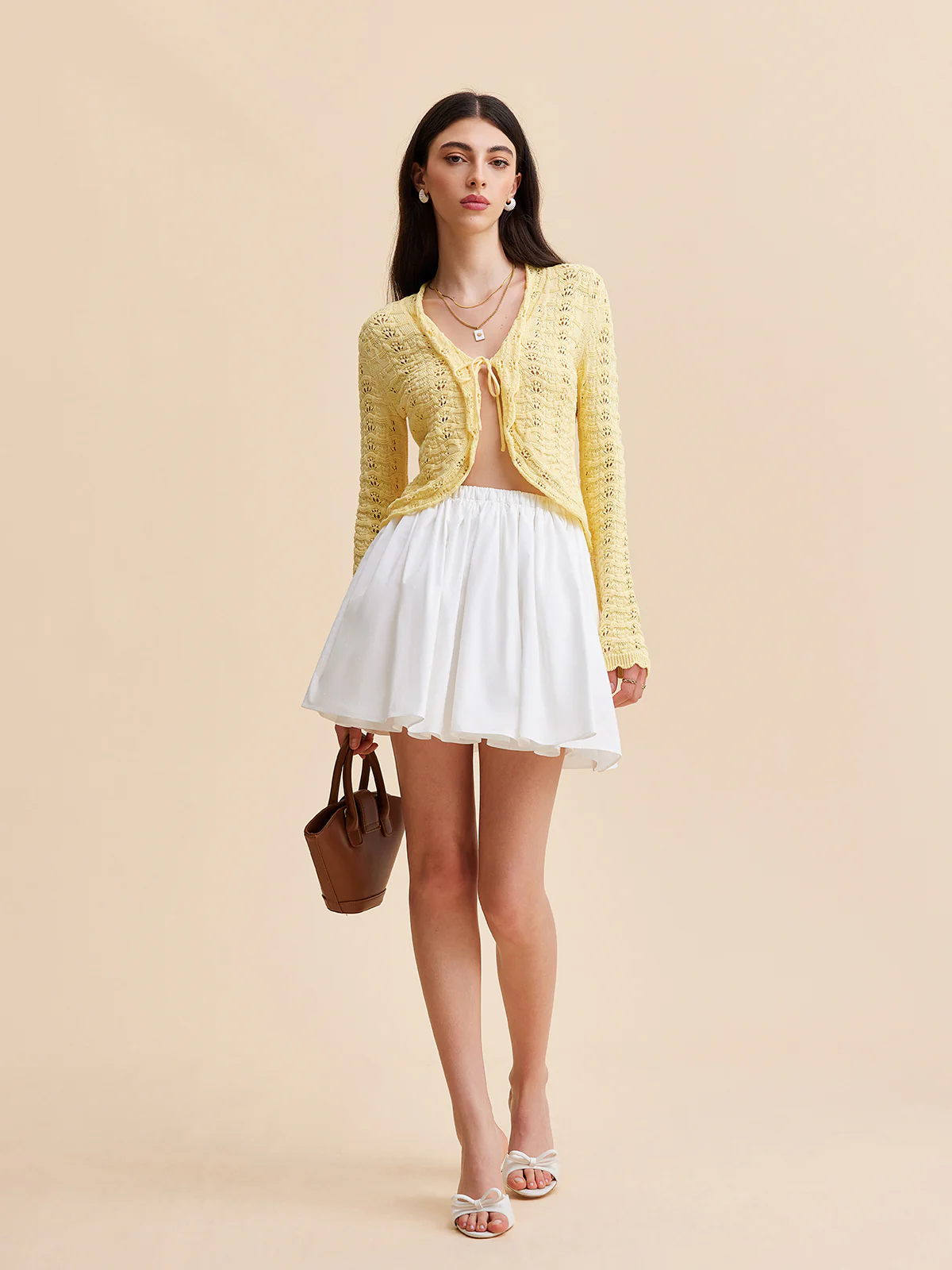 Tie-Front Crochet Knit Cardigan - Image 6