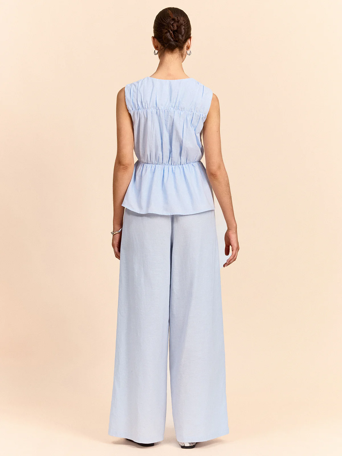 Tie-Front Linen & Cotton Pants Set - Image 6
