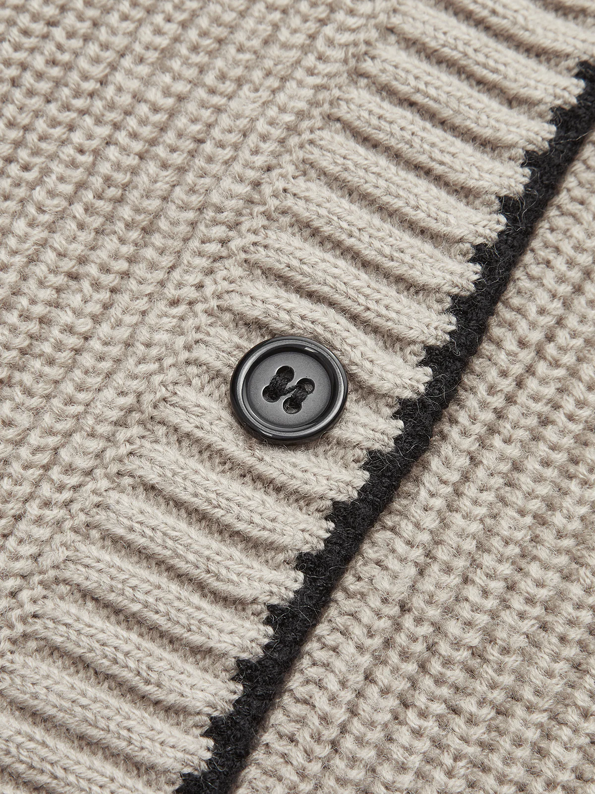 Tie Neck Contrast Trim Wool Blend Cardigan - Image 2