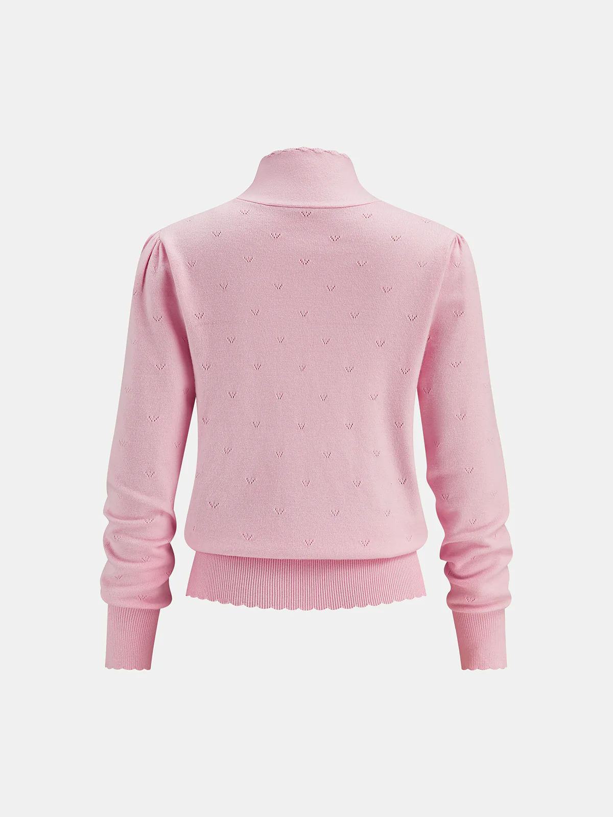 Tie Neck Eyelet Knit Sweater - Image 2