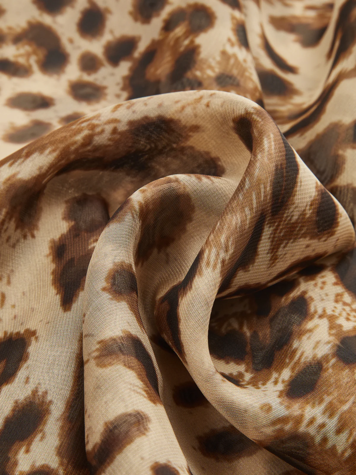 Tie-Neck Leopard-Print Sheer Blouse - Image 3