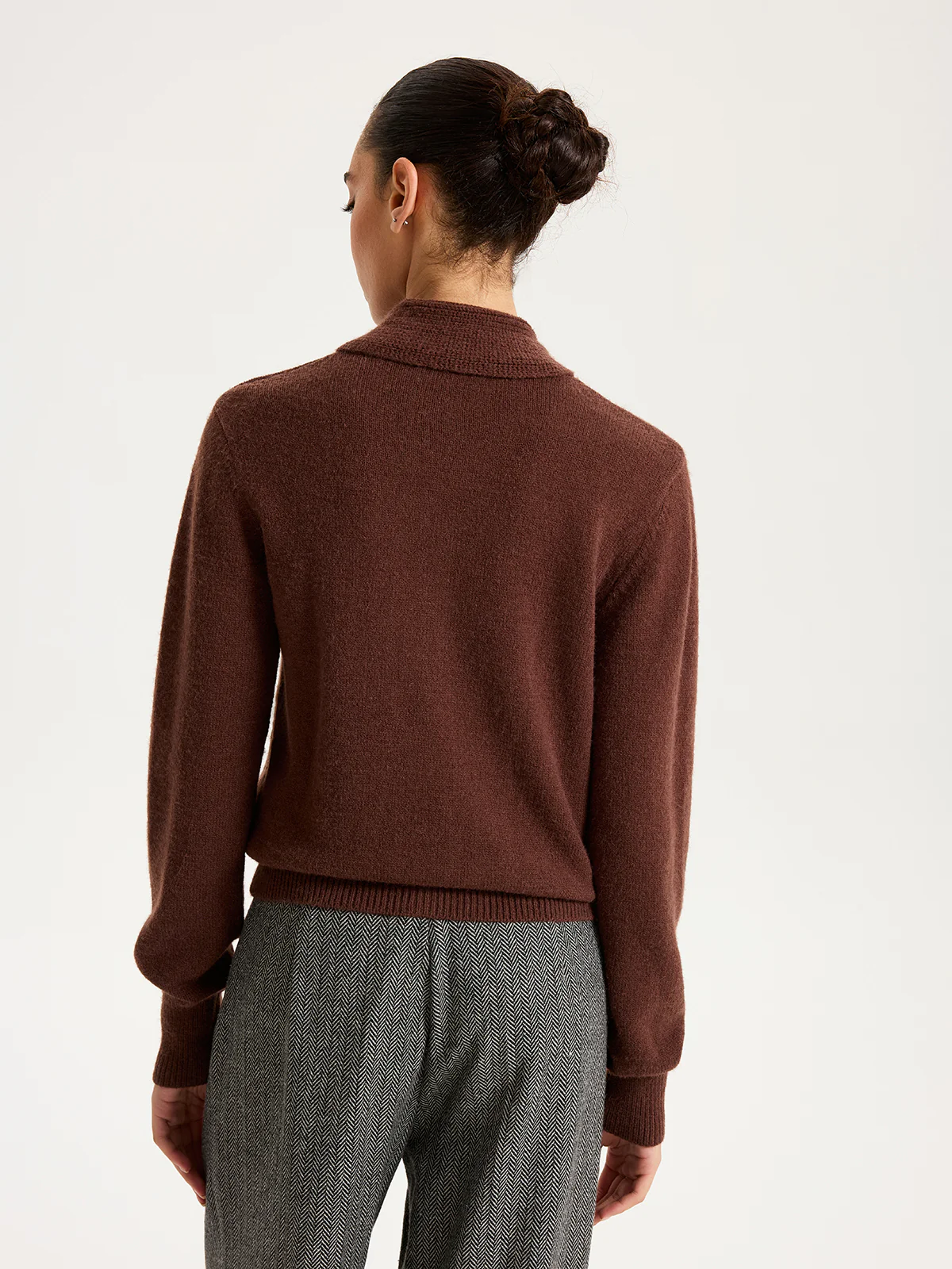Tie-Neck Metal Button Knit Cardigan - Image 6