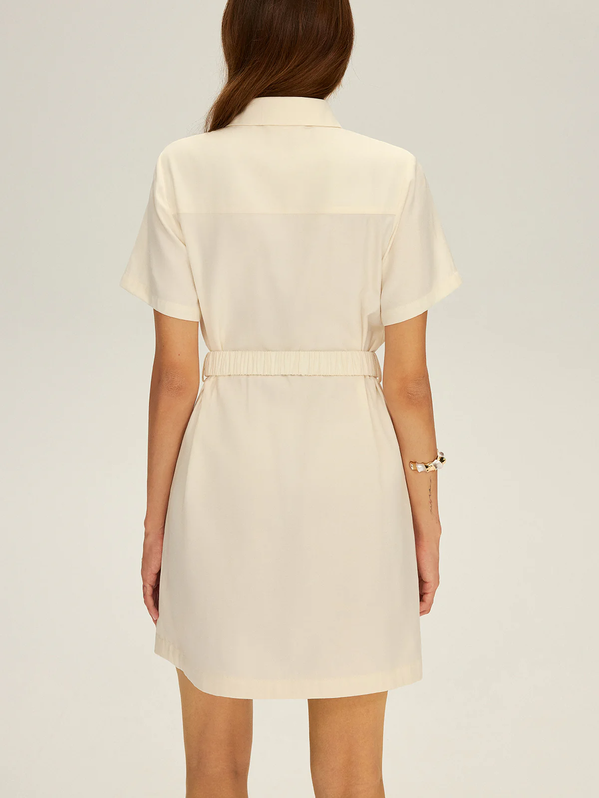 Tie-Neck Shirt Dress with Belt - Image 6
