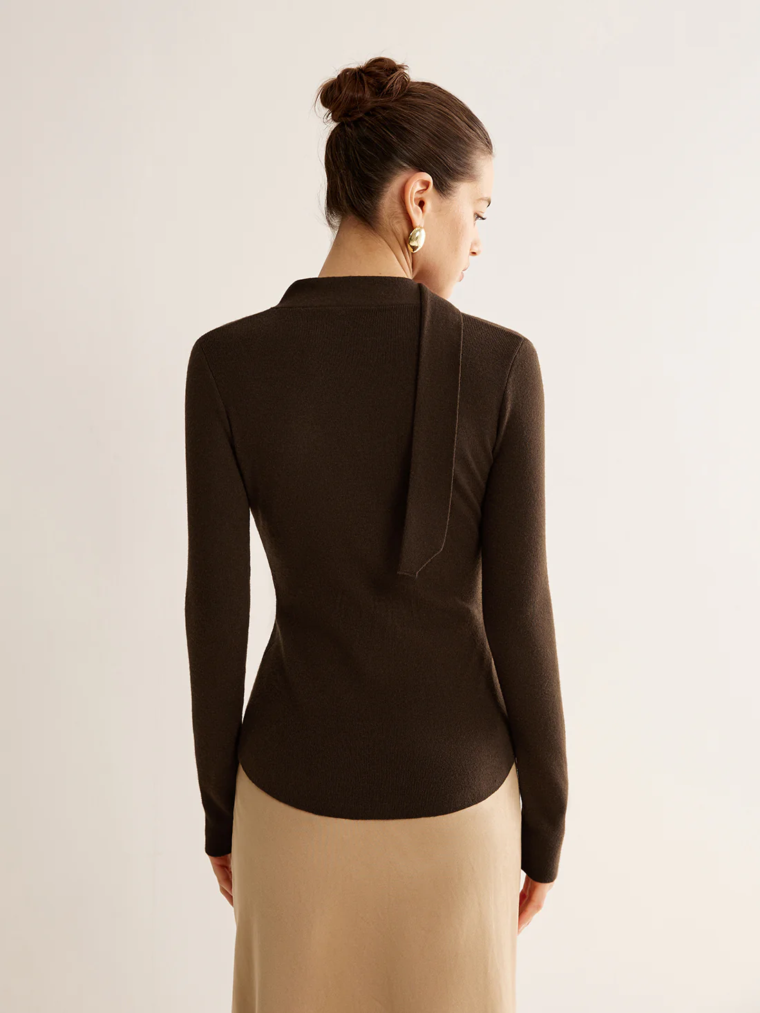 Tie Neck Slim Knit Top - Image 6