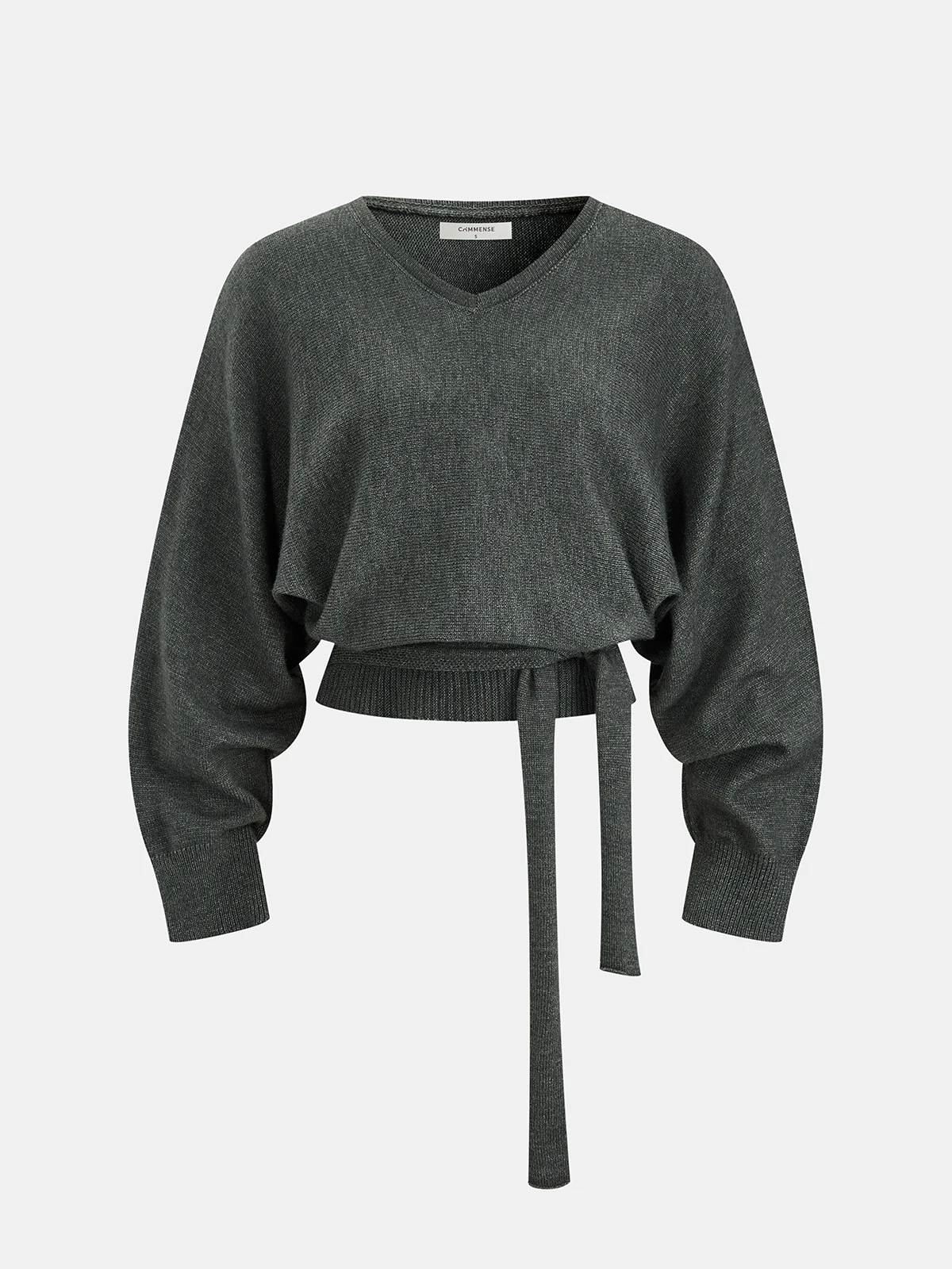 Tie-Waist Batwing-Sleeve Cropped Sweater