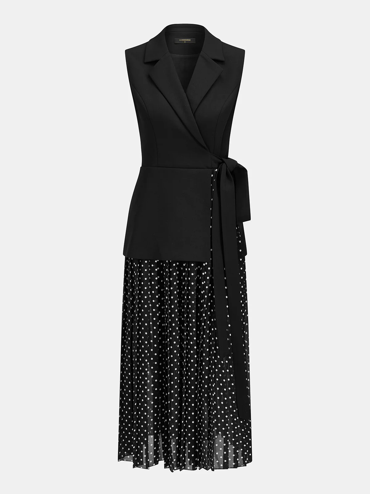 Tie Waist Blazer-Style Polka Dot Maxi Dress - Image 2