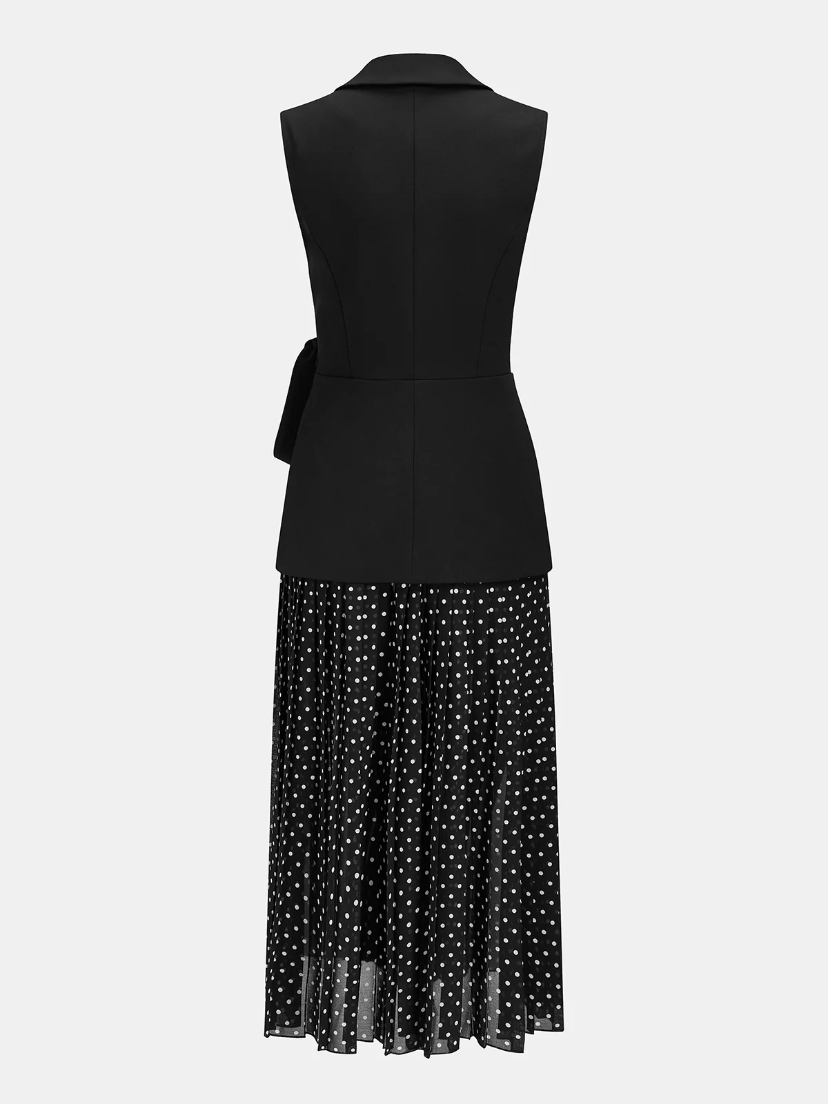 Tie Waist Blazer-Style Polka Dot Maxi Dress - Image 3
