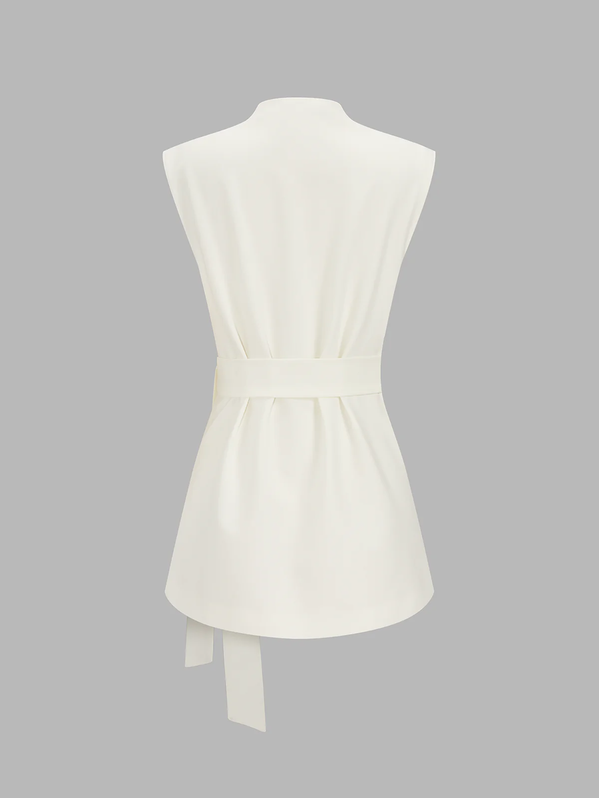 Tie-Waist Sleeveless Wrap Blazer Vest - Image 3