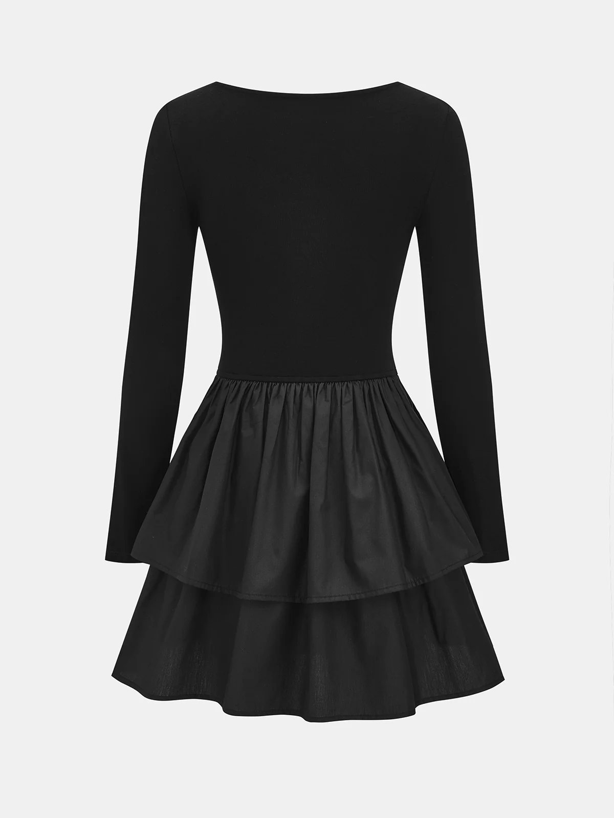 Tiered Ruffle Hem Long-Sleeve Fitted Dress - Image 2