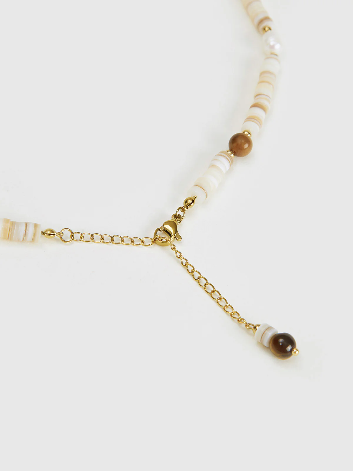 Tiger Eye and Shell Beaded Necklace - Image 3