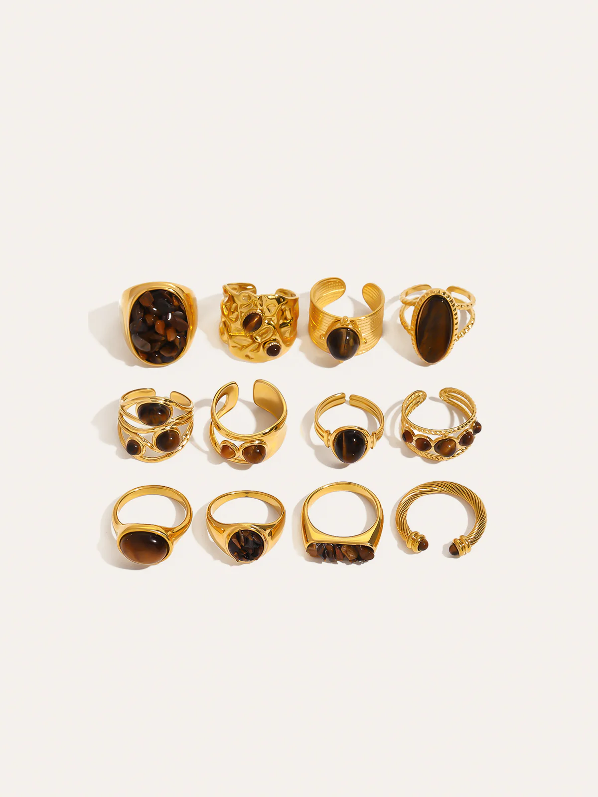 Tiger Eye Stone Titanium Steel Ring - Image 3