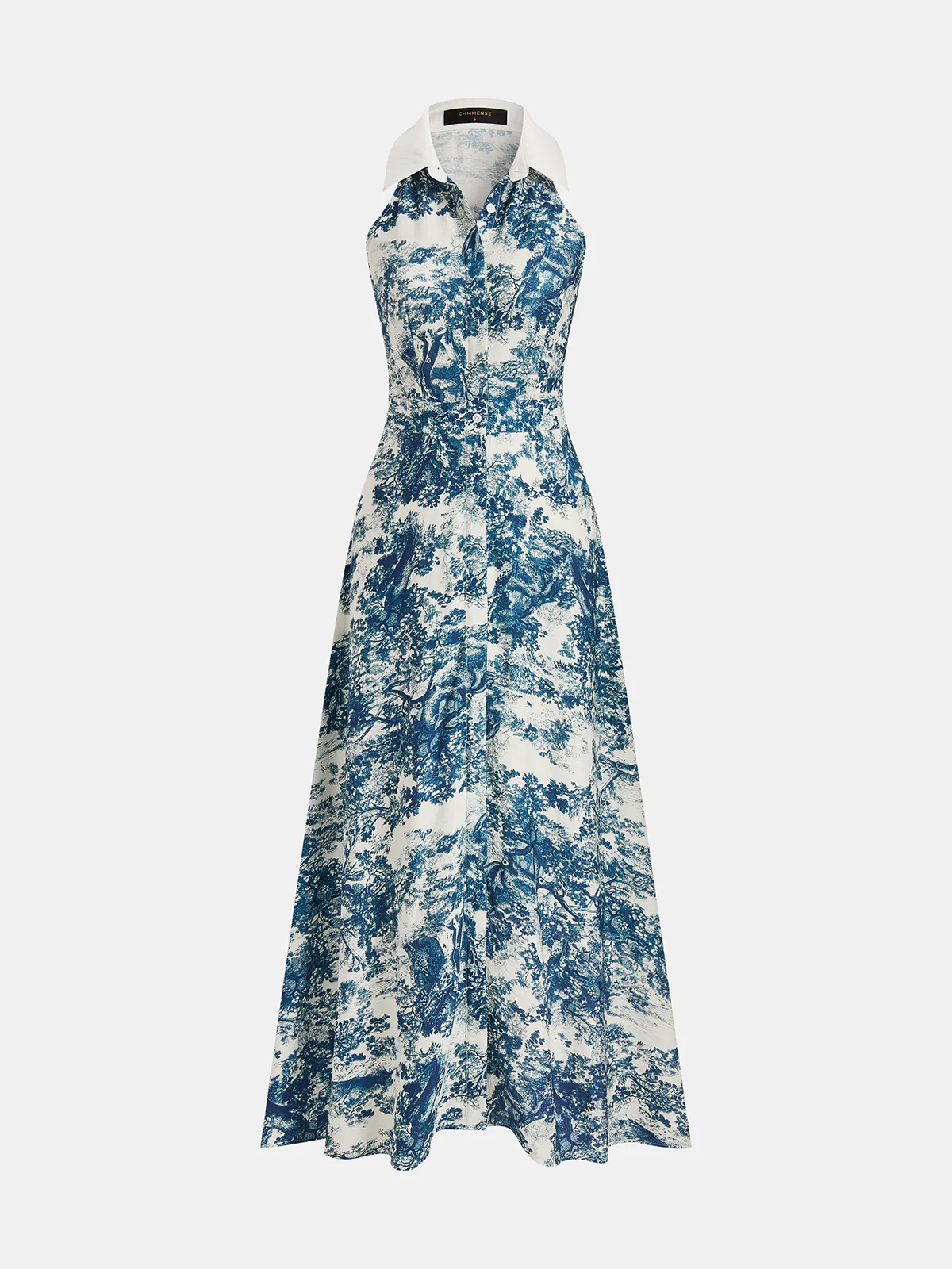 Toile Print Buttoned Collared Maxi Dress - Image 2