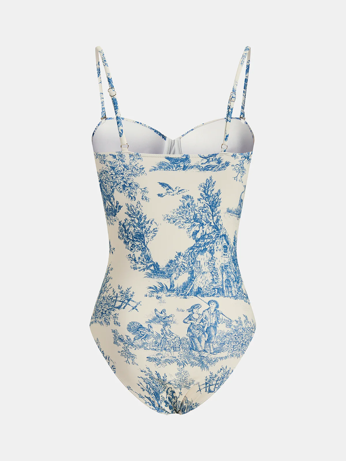 Toile Print One-Piece Swimsuit & Wrap Skirt Set - Image 4